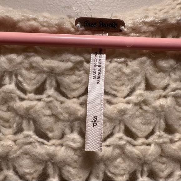 Free People Crashing Waves Pullover Cream Acrylic/Wool Oversized Knit Chunky S - Picture 5 of 16